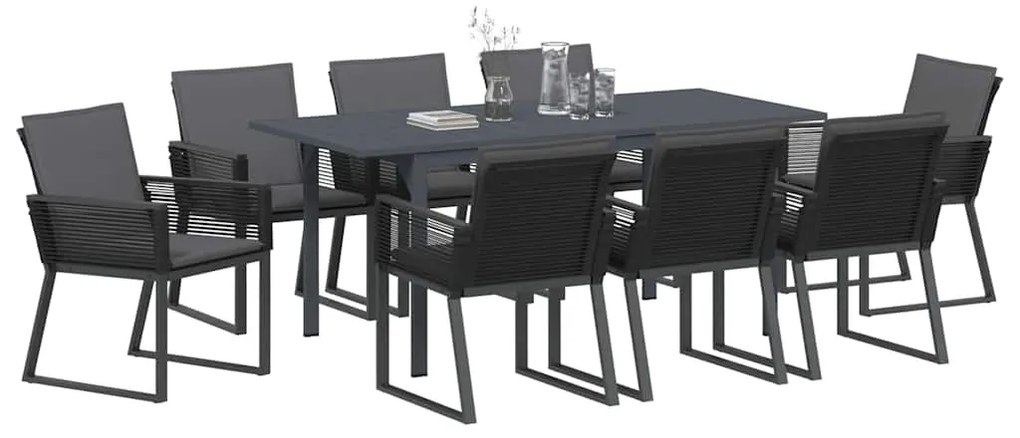 vidaXL Σέτ φαγητού για κήπο 9 pcs Ανθρακί Ατσάλι και πολυ-ρατάν