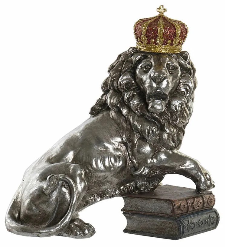 Διακοσμητική Φιγούρα DKD Home Decor Ασημί Λέων Ρητίνη (42 x 25 x 45 cm)