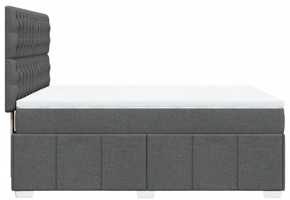 vidaXL Κρεβάτι Boxspring με Στρώμα Σκούρο Γκρι 140x190 εκ. Υφασμάτινο