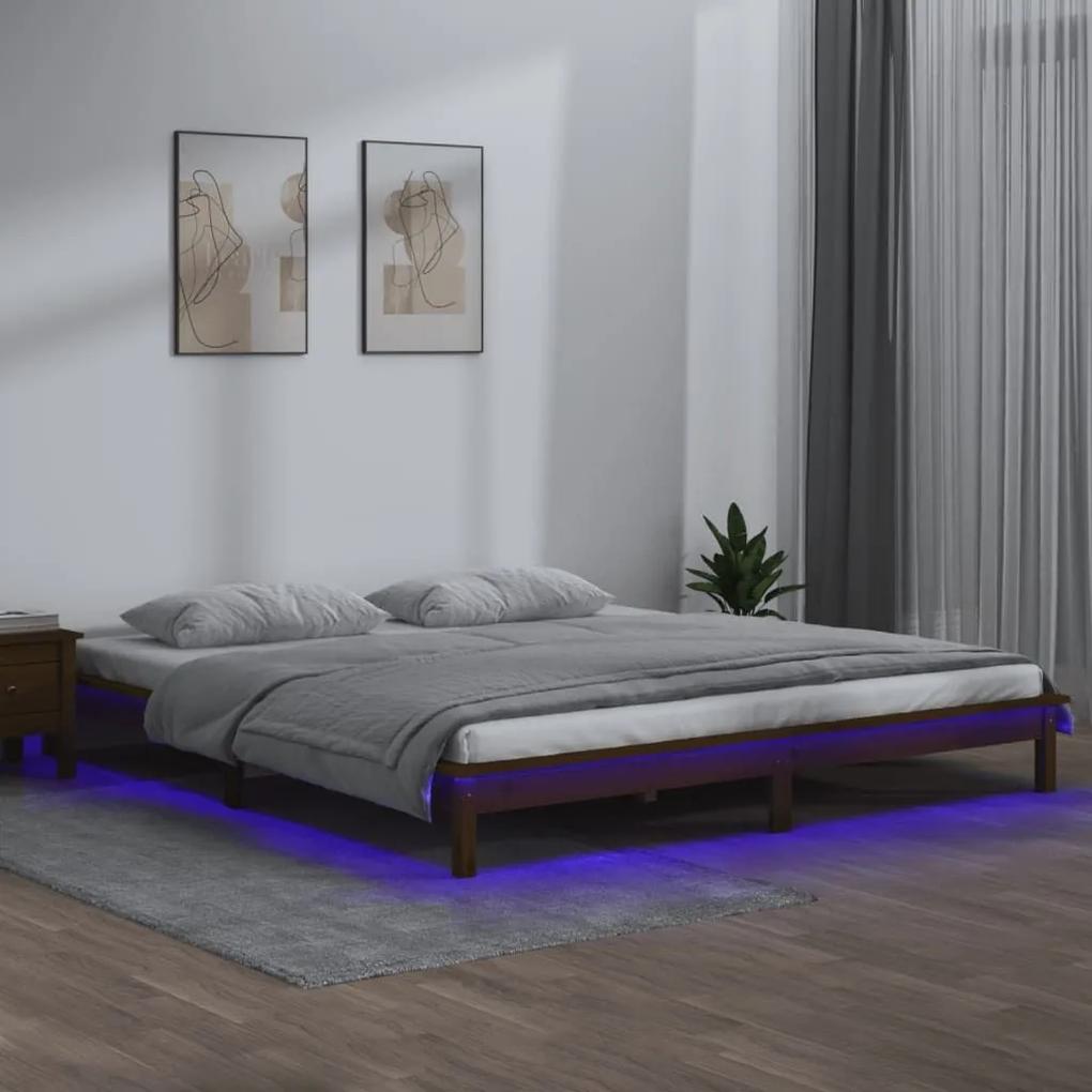 Πλαίσιο Κρεβατιού LED Μελί 180x200 εκ. Super King Size Ξύλο - Καφέ