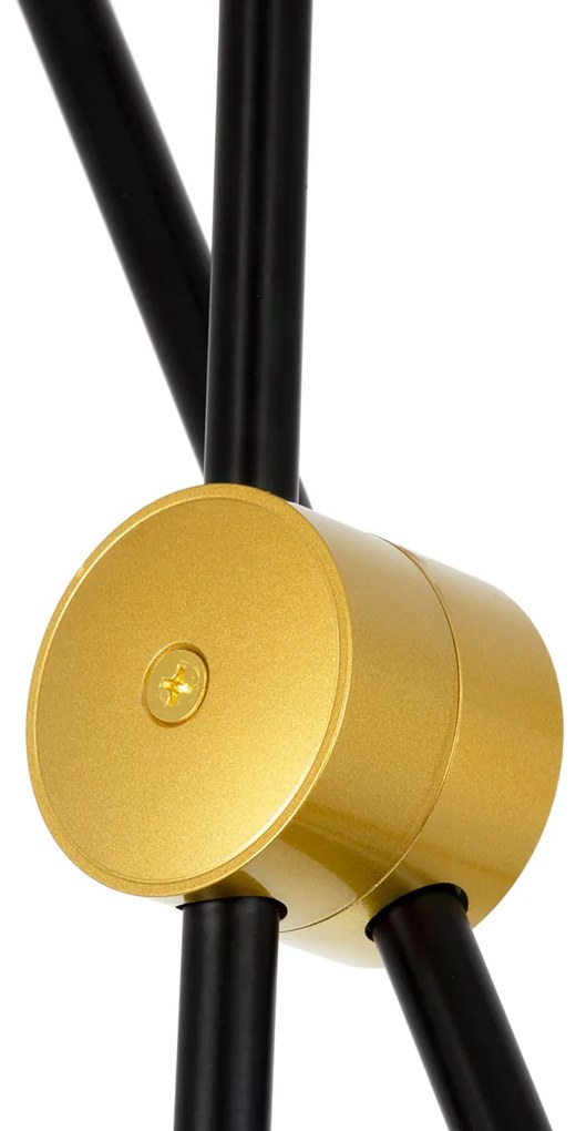 GloboStar® JOLIET 00778 Μοντέρνο Φωτιστικό Οροφής Δίφωτο 2 x G9 AC 230V Μαύρο - Χρυσό Μεταλλικό Πλέγμα Μ93 x Π20 x Υ100cm