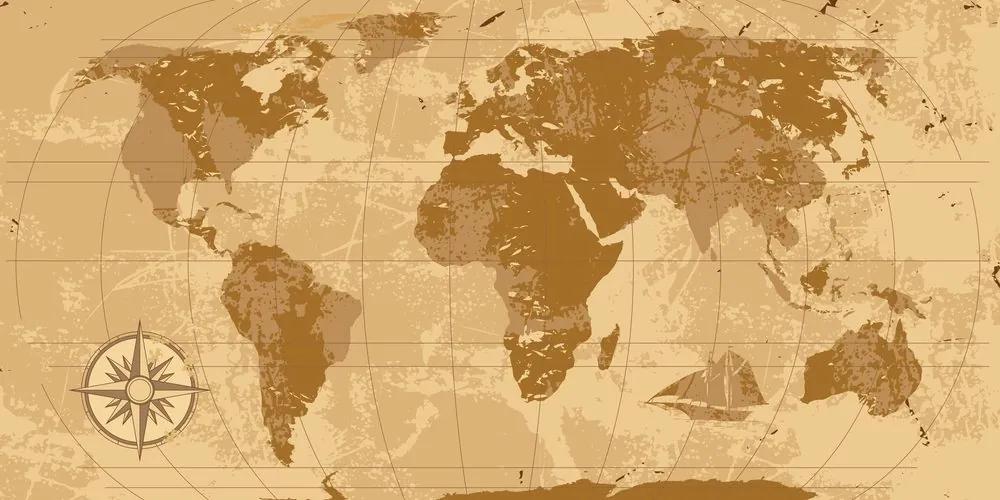 Εικόνα στον ρουστίκ παγκόσμιο χάρτη από φελλό - 120x60  wooden