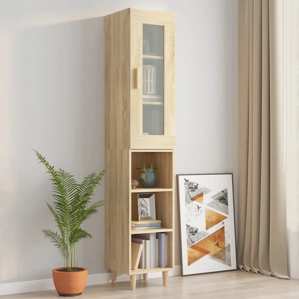 vidaXL Μπουφές Sonoma δρυς 34,5 x 34 x 180 εκ. από Επεξεργασμένο Ξύλο