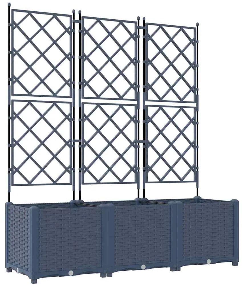 vidaXL Κηποτινάκι με Τρέλα 3 pcs Γκρι 120 x 40 x 143 εκ. PP