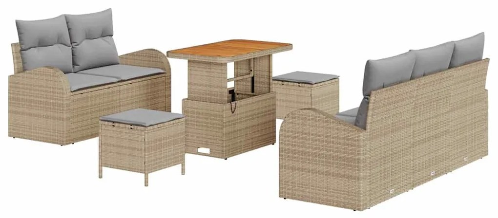 vidaXL Σετ Καναπέ Κήπου 8 pcs Μπεζ, Ανοιχτό Γκρι 90 x 55 x 71 cm