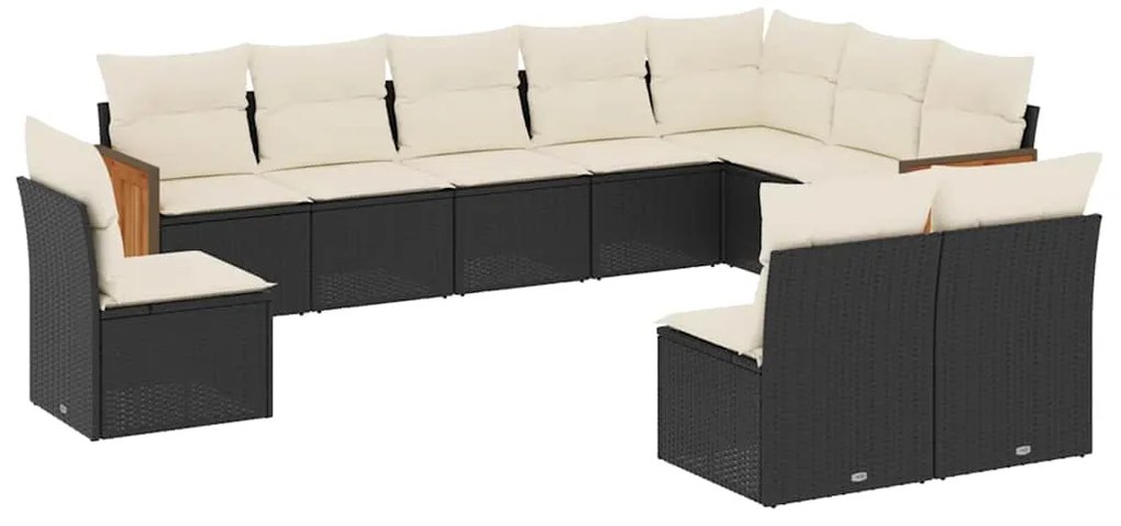 vidaXL Σαλόνι Κήπου Σετ 10 Τεμαχίων Μαύρο Συνθετικό Ρατάν με Μαξιλάρια