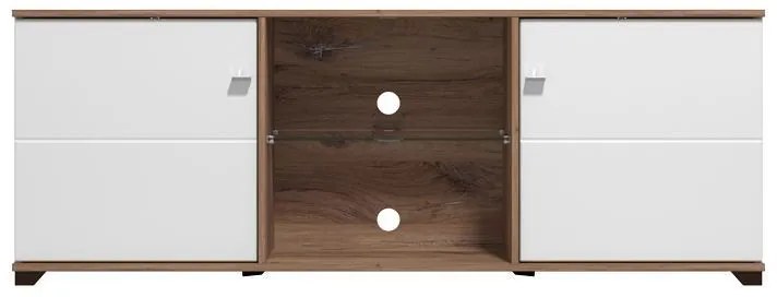 Έπιπλο TV Burgundy 160 3K2V Λευκό - Flagstaff Oak - Λευκό Γυαλιστερό 157x40x51 εκ. 157x40x51 εκ.