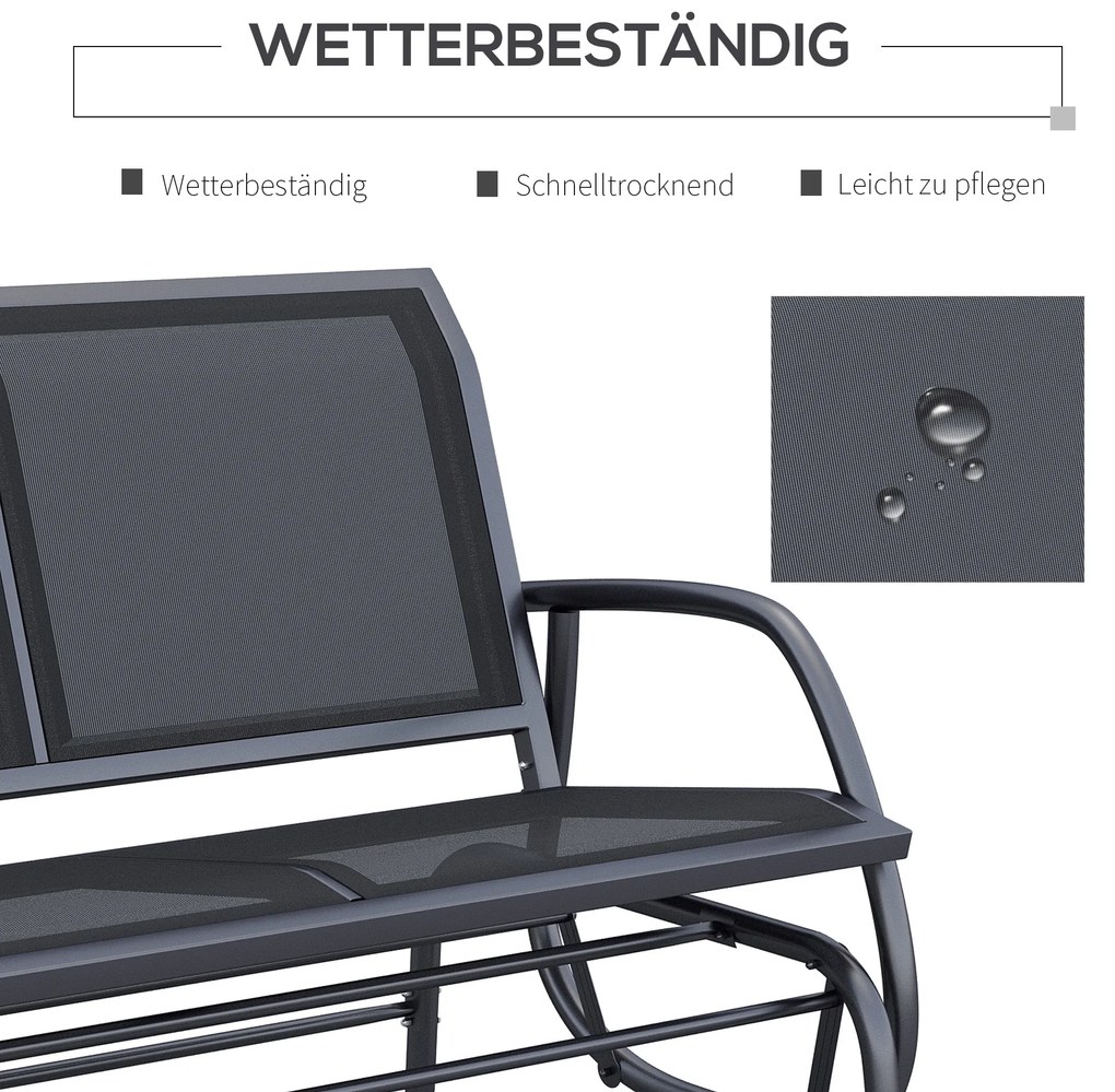 Outsunny -Κάθισμα κουνιστή πολυθρόνα κήπου με μηχανισμό κούνιας έως 200 kg φορτίο 120 x 70 x 85 cm Μαύρο