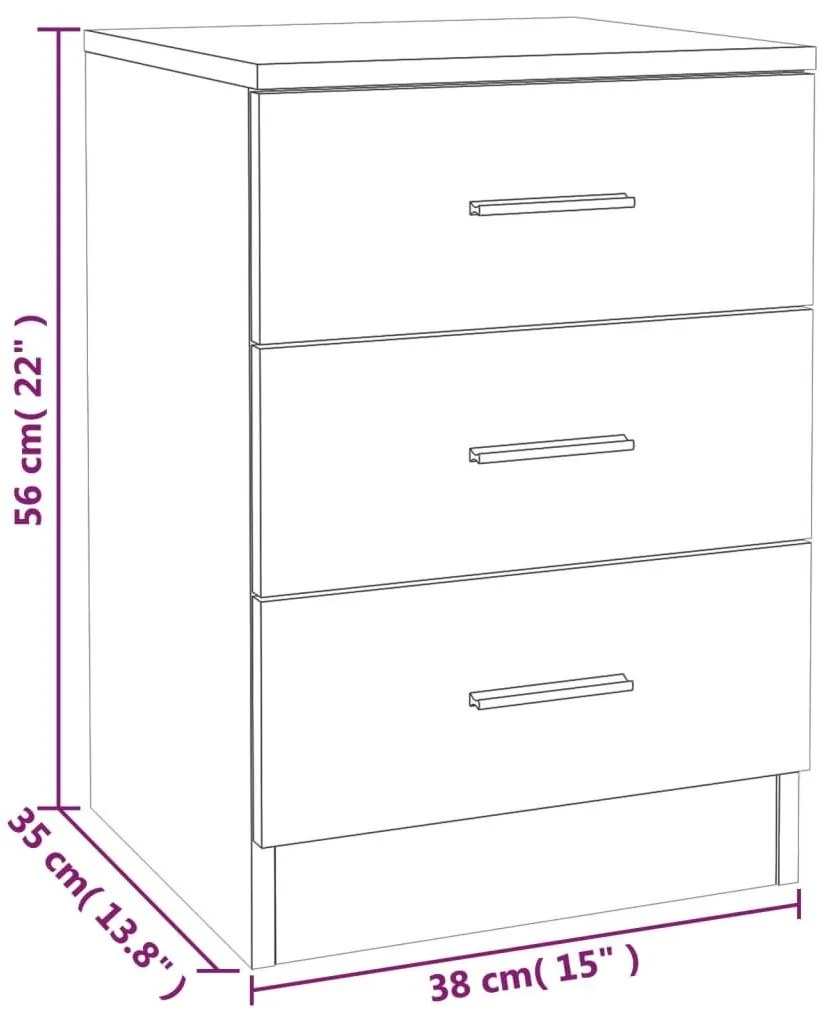 Κομοδίνο Γκρι Sonoma 38x35x56 εκ. από Επεξεργασμένο Ξύλο - Γκρι