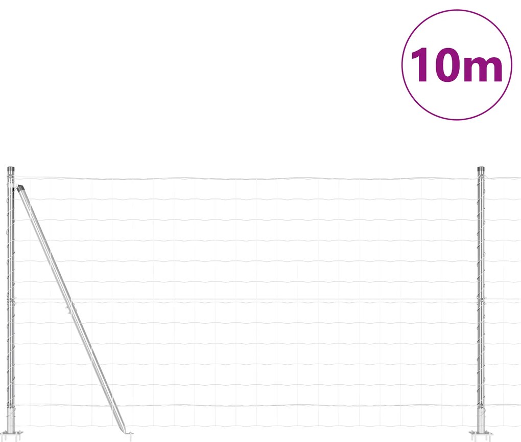vidaXL Euro Fence με 7 Στηρίγματα με Φλάντζα 1.2x10 μ Γαλβανισμένος Χάλυβας