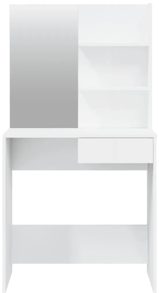 vidaXL Μπουντουάρ με Καθρέφτη Γυαλιστερό Λευκό 74,5 x 40 x 141 εκ.