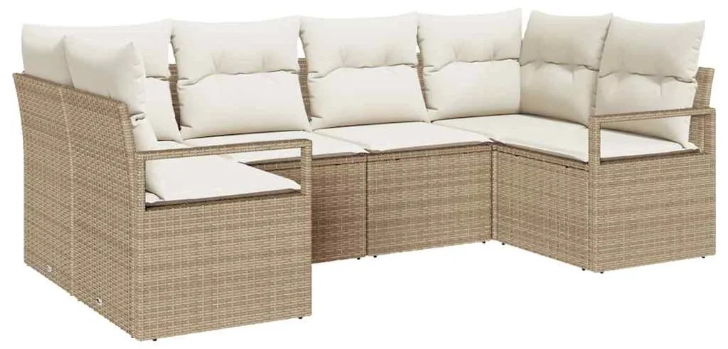 vidaXL Σετ Καναπέ Κήπου 6 pcs Μπεζ και Λευκό συνθετικό ρατάν