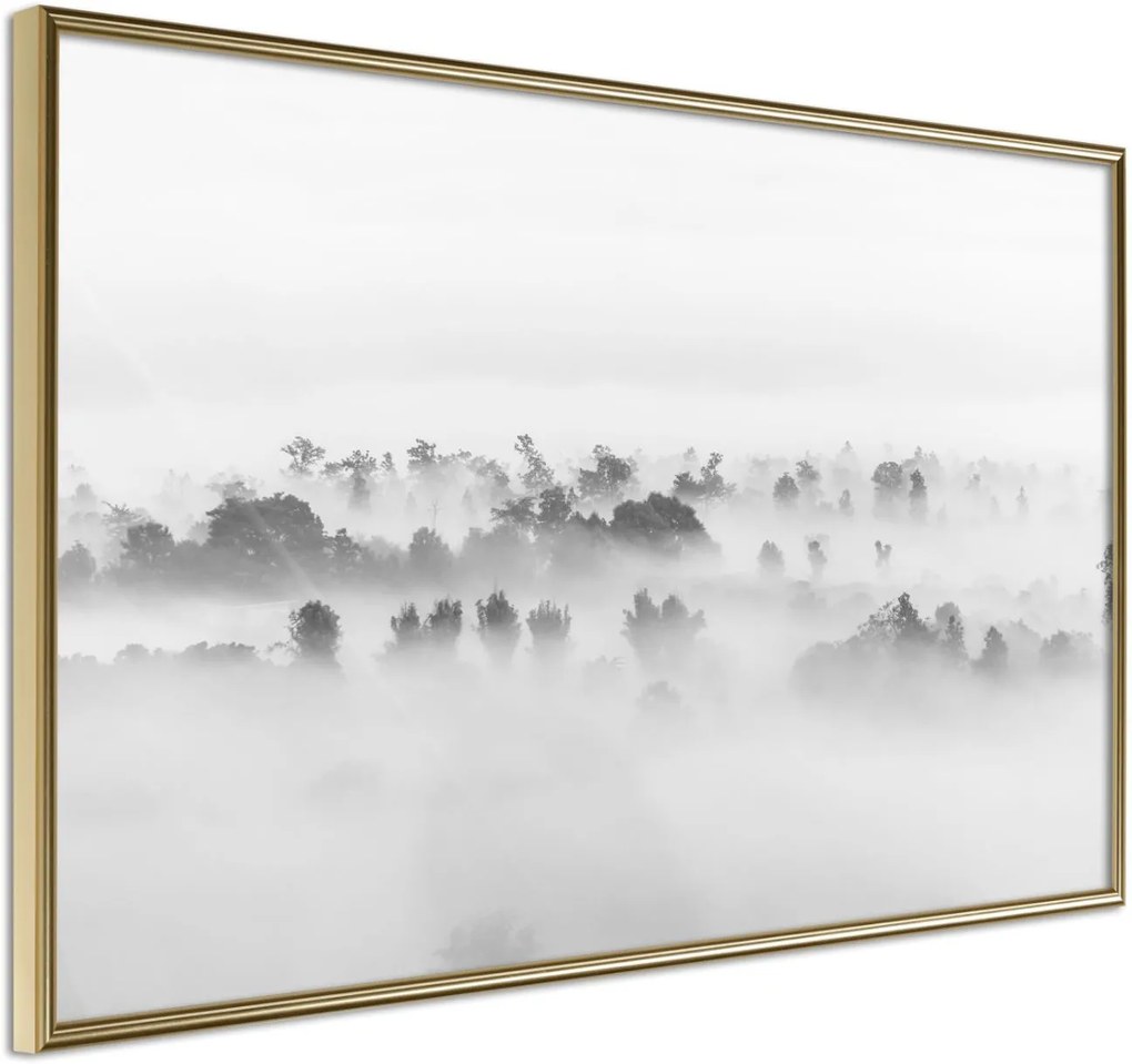 Αφίσα - Fog Over the Forest - 30x20 - Χρυσό - Χωρίς πασπαρτού