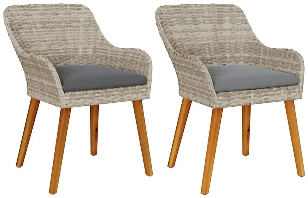 vidaXL Καρέκλα Κήπου με μαξιλάρι 2 pcs Ανοιχτό γκρι 55 x 62.5 x 82 εκ.