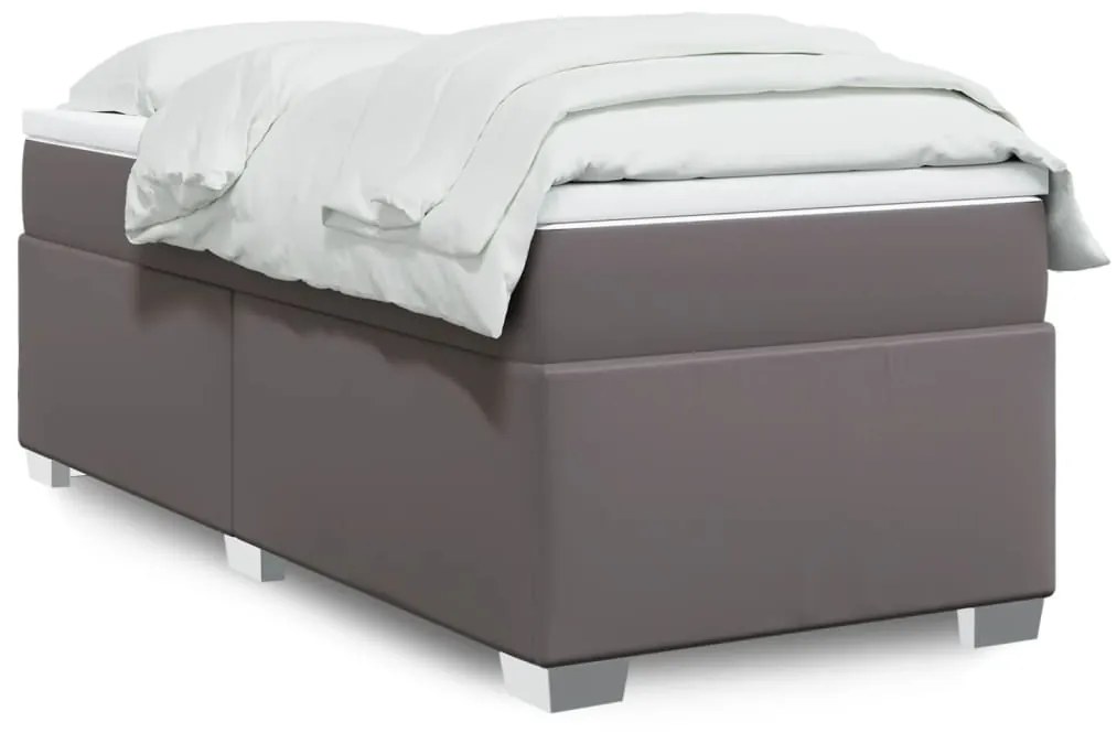 Κρεβάτι Boxspring με Στρώμα Γκρι 80 x 200 εκ. Συνθετικό Δέρμα - Γκρι