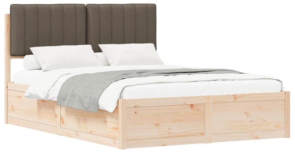 vidaXL Σκελετός Κρεβατιού με Επενδεδυμένο Κεφαλάρι Taupe 140 x 190 cm