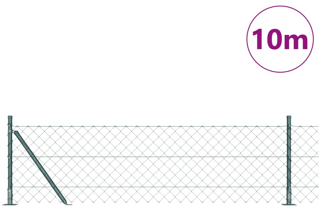 vidaXL Φράχτης Αλυσίδας με 7 Εδικά Πόστα 0,4x10 μ Γαλβανισμένο Ατσάλι