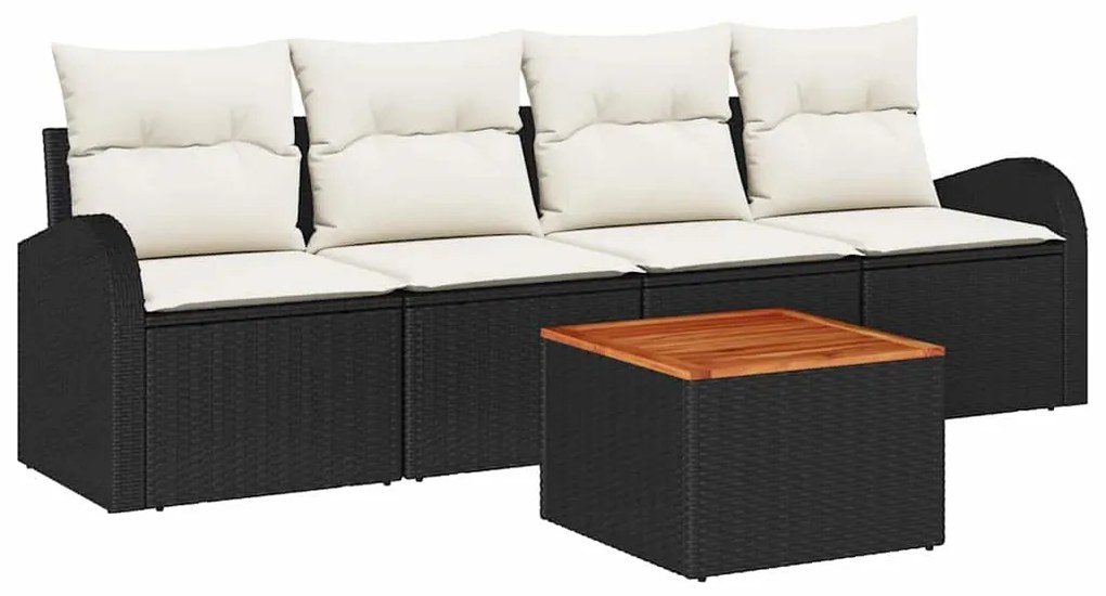 vidaXL Σετ Καναπέ Κήπου 5 pcs Μαύρο Πολυ ράταν