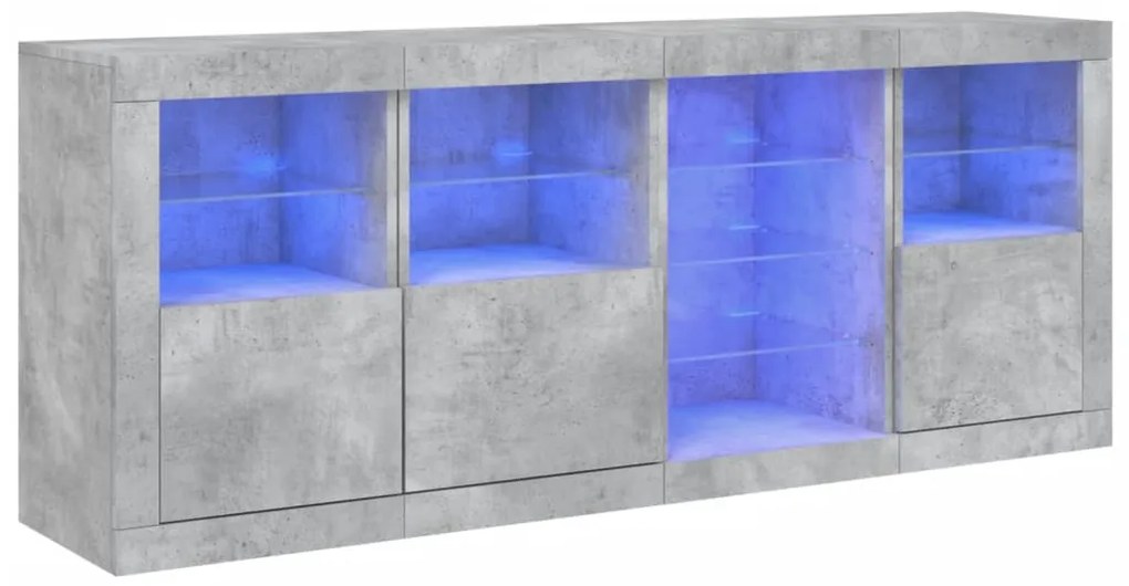 vidaXL Μπουφές με LED Γκρι Σκυροδέματος 164 x 37 x 67 εκ.