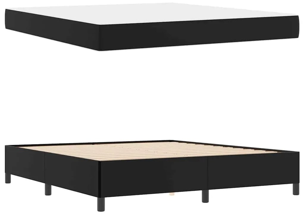 vidaXL Σκελετός κρεβατιού με στρώμα Μαύρο 180 x 200 cm Τεχνητό δέρμα