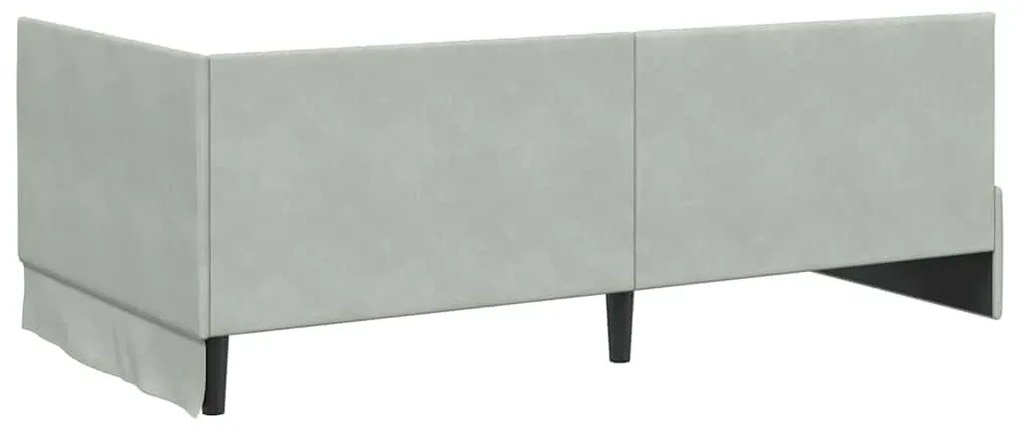 vidaXL Κρεβάτι Γωνίας με κεφαλάρι Ανοιχτό γκρι 90 x 200 cm Βελούδο