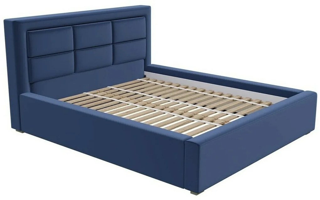 Κρεβάτι Pomona 102, Διπλό, Μπλε, 200x200, Ταπισερί, Τάβλες για Κρεβάτι, 220x223x93cm, 105 kg | Epipla1.gr
