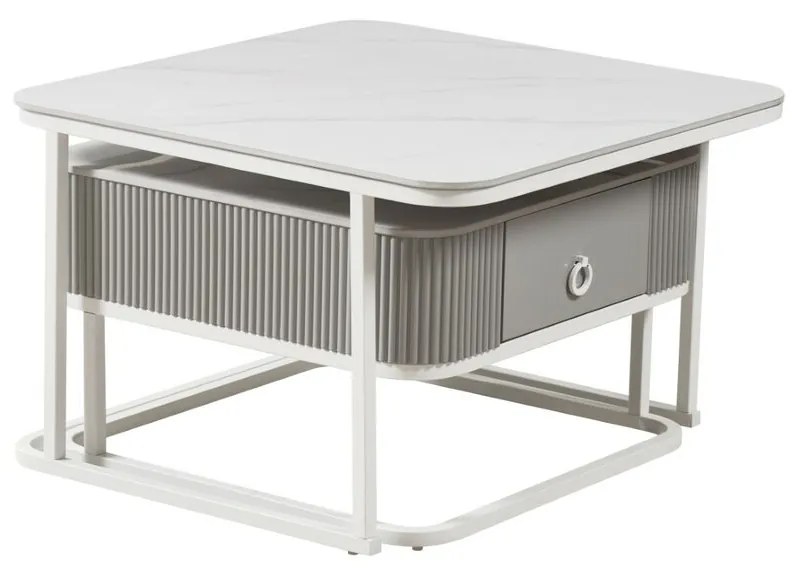 Τραπεζάκι Καφέ Home ESPRIT Λευκό 70 x 70 x 45 cm