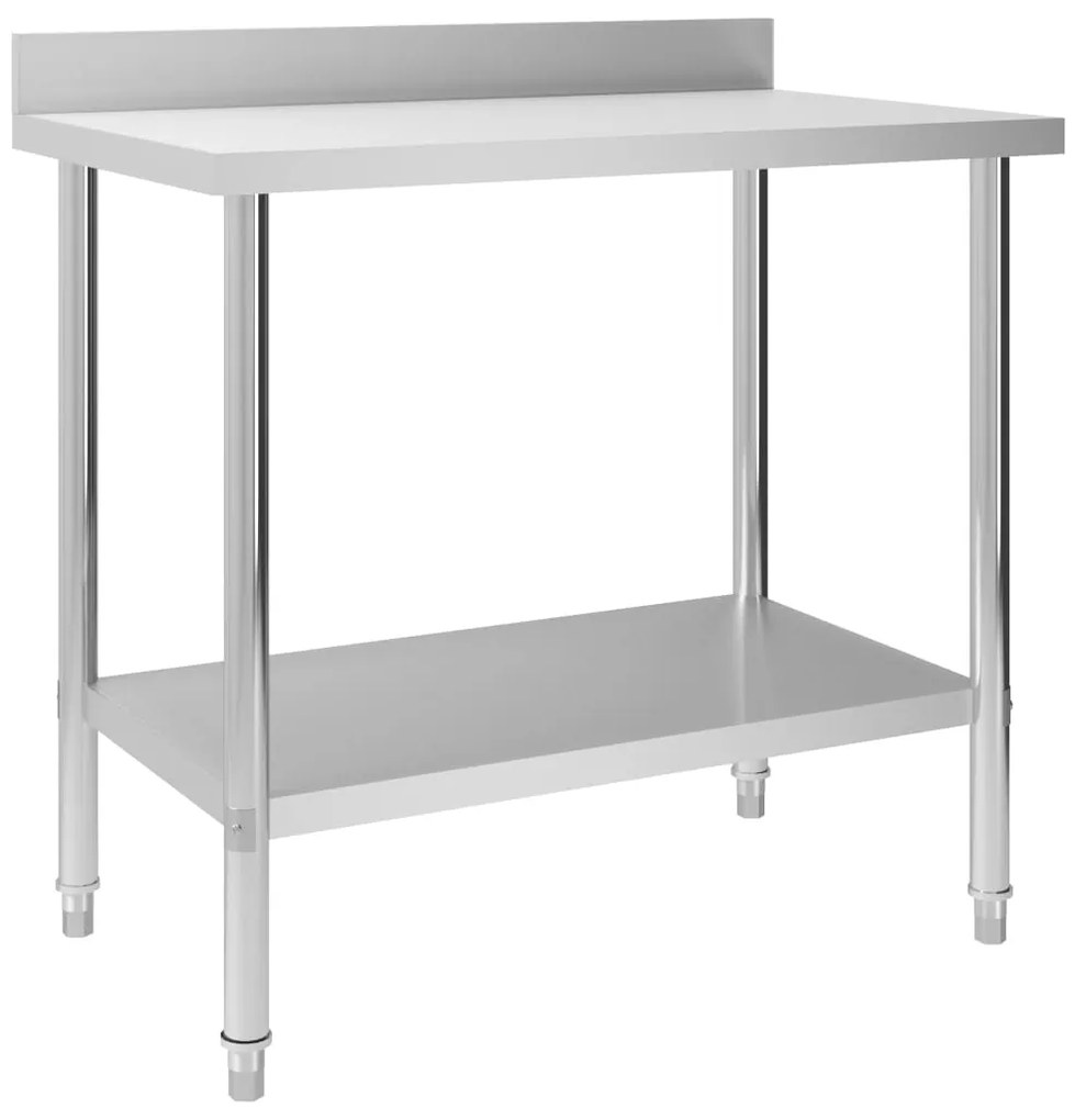 vidaXL Πάγκος Εργασίας Κουζίνας με Πλάτη 100x60x93 εκ. Ανοξείδ. Ατσάλι