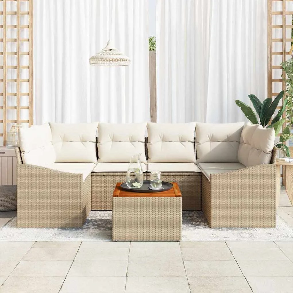 vidaXL Σετ Καναπέ Κήπου 7 pcs Beige, λευκό