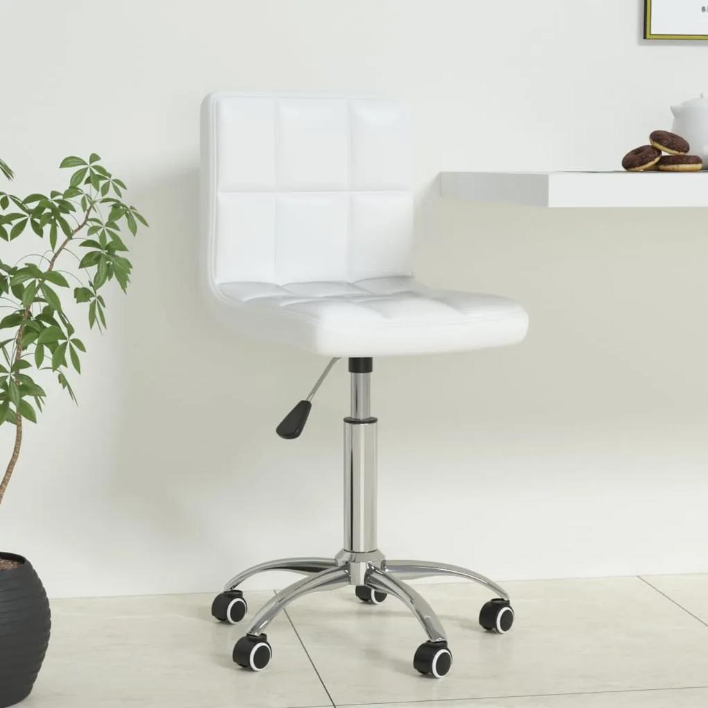 Καρέκλα Γραφείου Περιστρεφόμενη Λευκή από Συνθετικό Δέρμα
