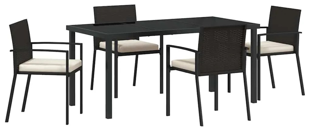 vidaXL Σέτ φαγητού για κήπο 5 pcs Μαύρο Πολυ ράταν