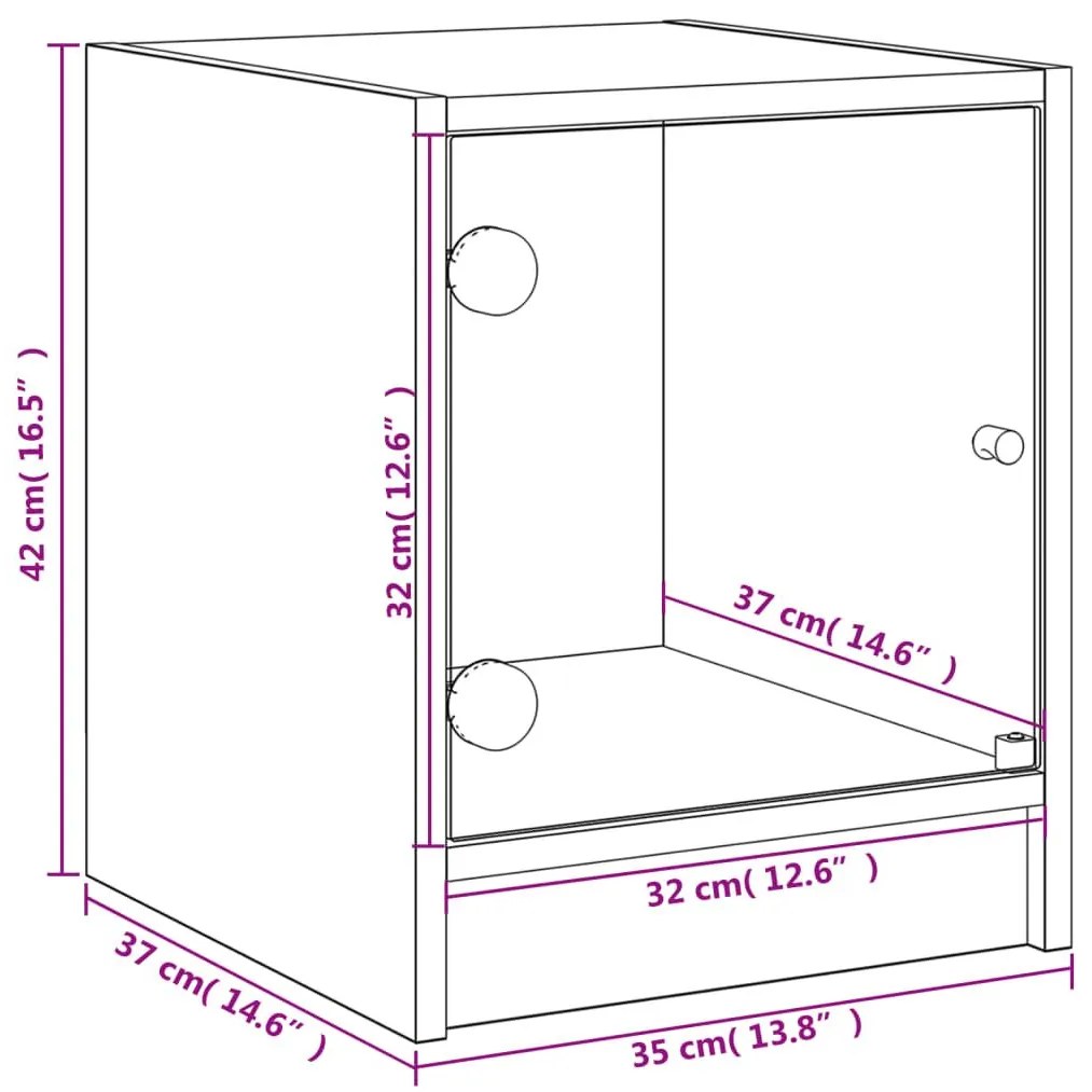 Κομοδίνο με Γυάλινη Πόρτα Sonoma Δρυς 35x37x42 εκ. - Καφέ