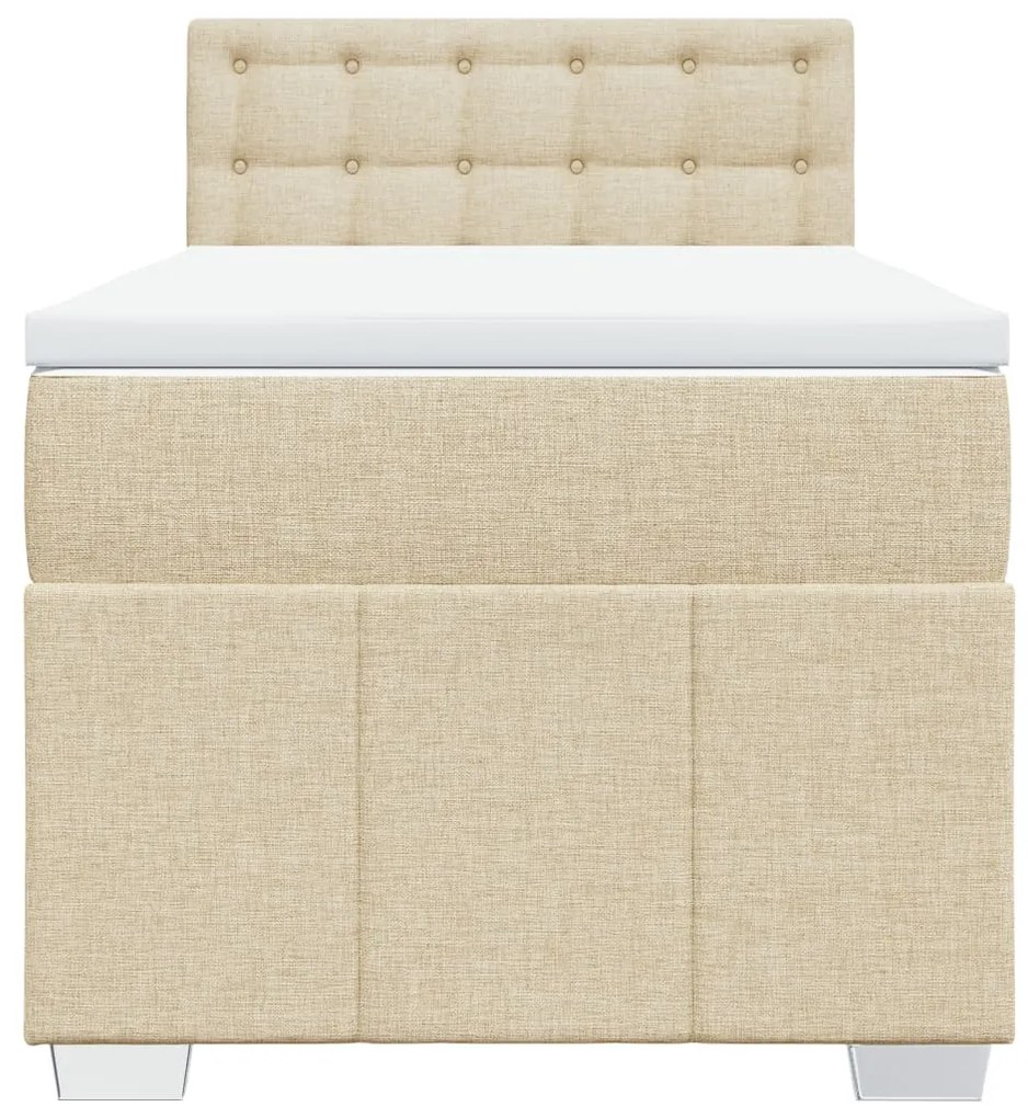 vidaXL Κρεβάτι Boxspring με Στρώμα Κρεμ 80 x 200 εκ. Υφασμάτινο