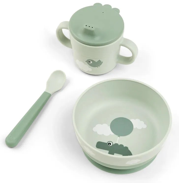 Done By Deer Σετ φαγητού 3τμχ Happy Clouds Green