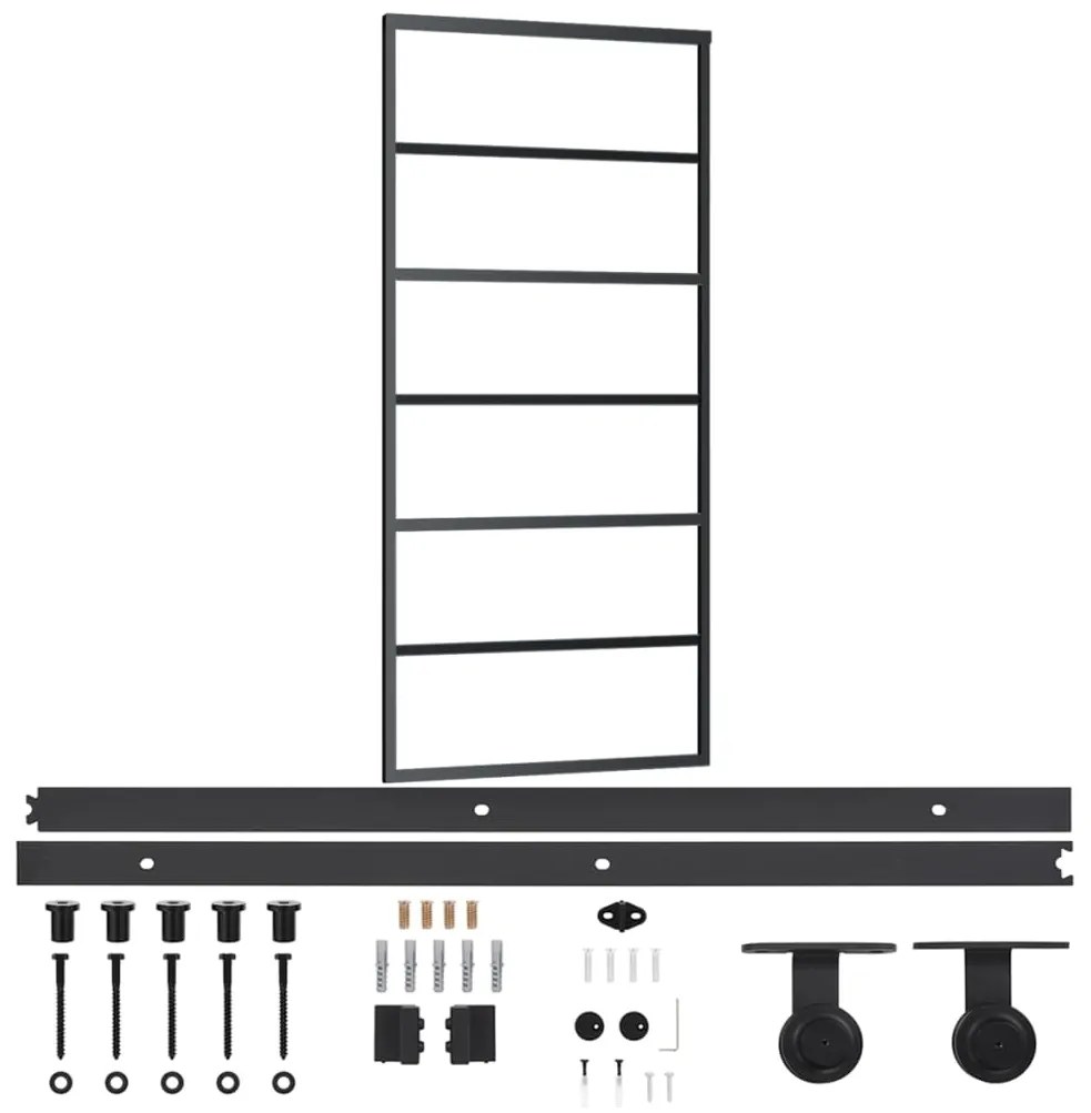vidaXL Συρόμενη Πόρτα με Σετ Υλικού ESG Γυαλί & Αλουμίνιο 90 x 205 εκ.