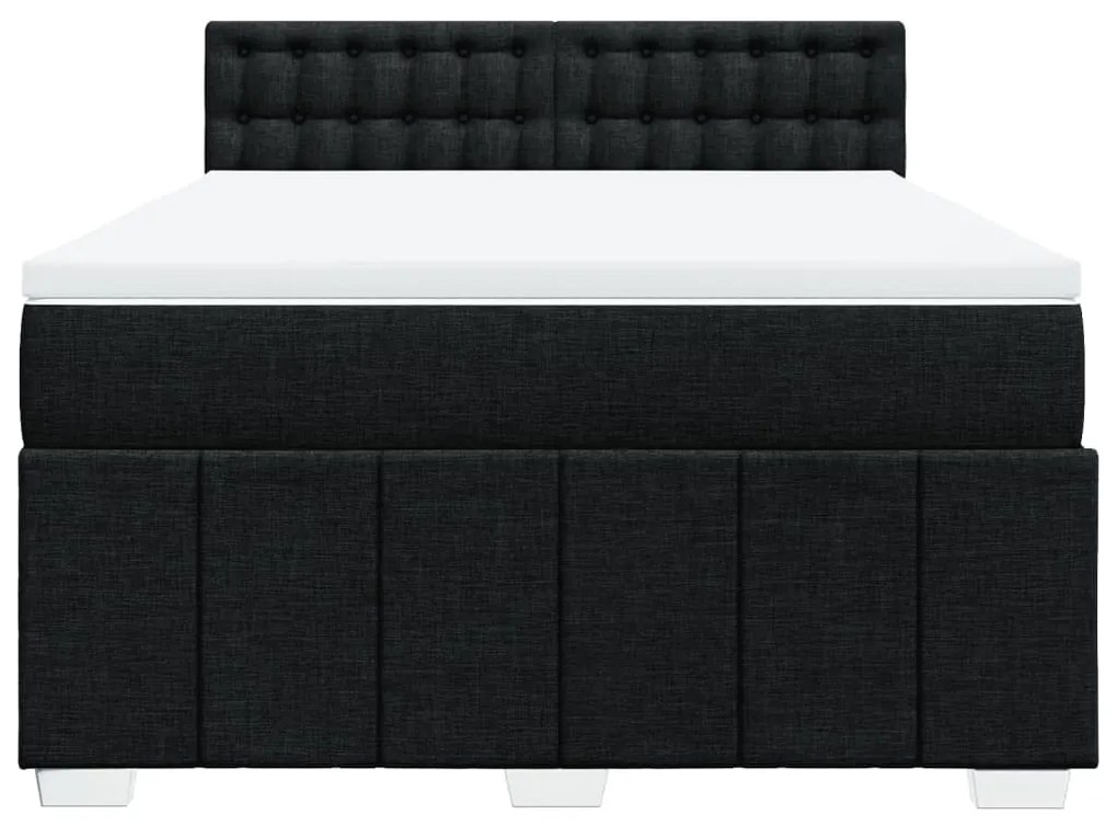 vidaXL Κρεβάτι Boxspring με Στρώμα Μαύρο 140x190 εκ. Υφασμάτινο