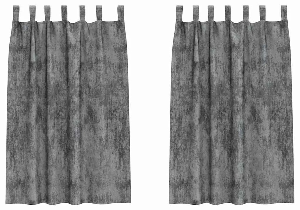 vidaXL Κουρτίνα με κουρτίνες 2 pcs Γκρι 175 x 140 εκ. Βελούδο