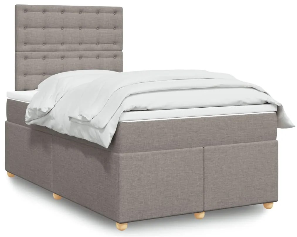 vidaXL Κρεβάτι Boxspring με Στρώμα Taupe 120x190 εκ. Υφασμάτινο