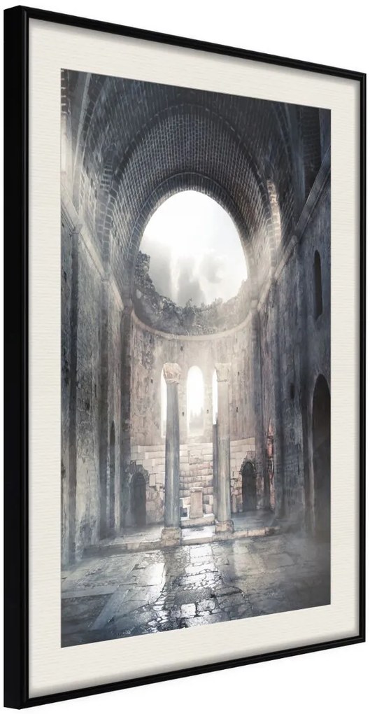 Αφίσα - Ruins of a Cathedral - 30x45 - Μαύρο - Με πασπαρτού