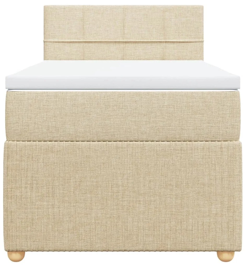 vidaXL Κρεβάτι Boxspring με Στρώμα Κρεμ 90x190 εκ.Υφασμάτινο
