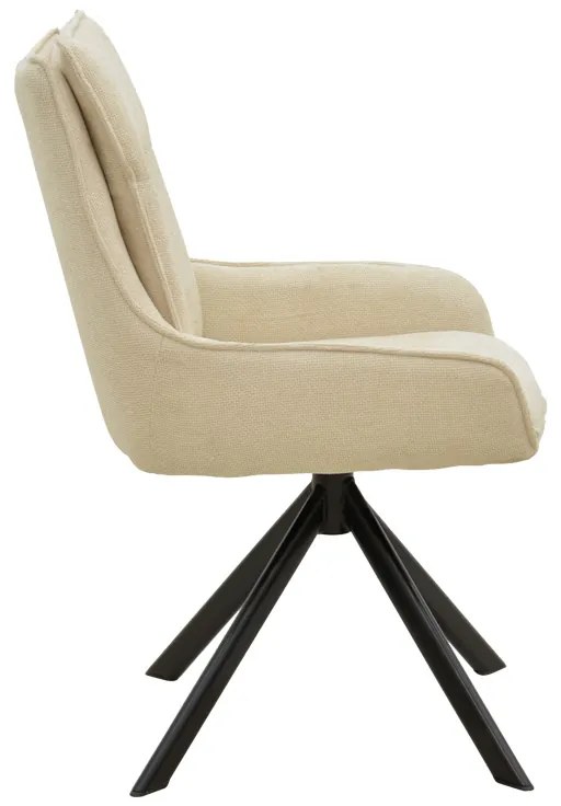 Πολυθρόνα Konelian pakoworld περιστρεφόμενη μπεζ ύφασμα με πόδι μετάλλου σε μαύρη απόχρωση 54x63x88εκ