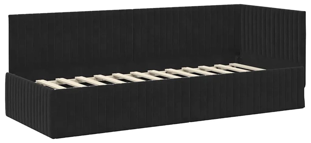 vidaXL Κρεβάτι Γωνίας με κεφαλάρι Μαύρο 80 x 200 cm Βελούδο