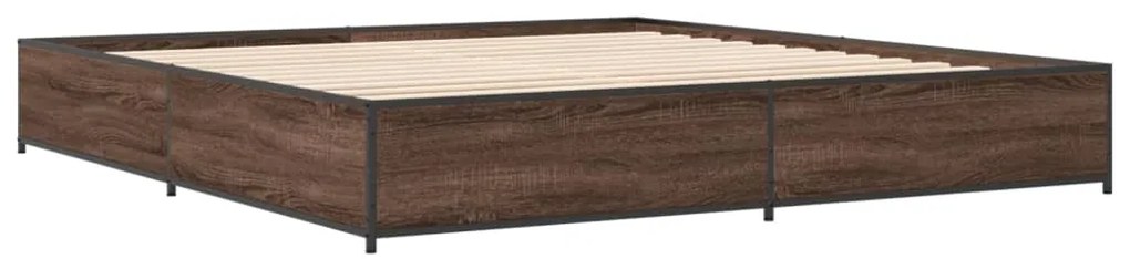 vidaXL Πλαίσιο Κρεβατιού Καφέ Δρυς 200x200 εκ. Επεξ. Ξύλο &amp; Μέταλλο