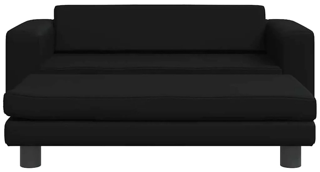 vidaXL Καναπές Παιδικός με Υποπόδιο Μαύρος 100x50x30 εκ. Συνθ. Δέρμα
