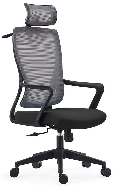 BF3850 Πολυθρόνα Γραφείου Διευθυντή, Mesh Γκρι, Ύφασμα Μαύρο  68x63x110/120cm ΕΟ617,2