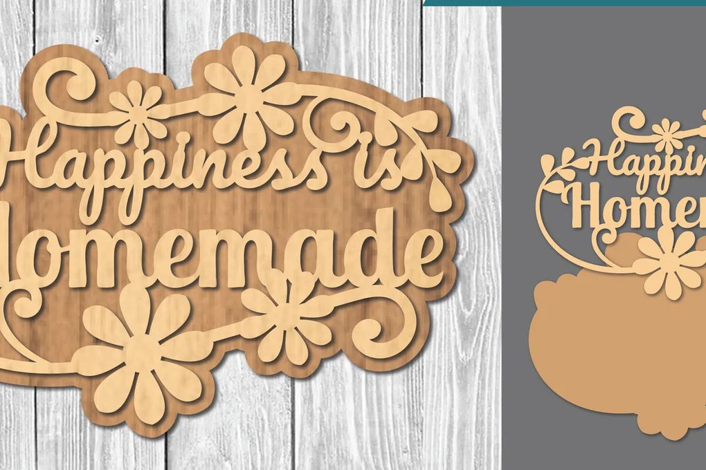 Σετ των 2 Intra απο ξύλο plywood  Χρώμα wenge 3mm-4mm πάχος - Οικογενειακά αποσπάσματα Σήμα κοπής λέιζερ 7 Δίασταση 20x20 cm INTRAFABR-25607273