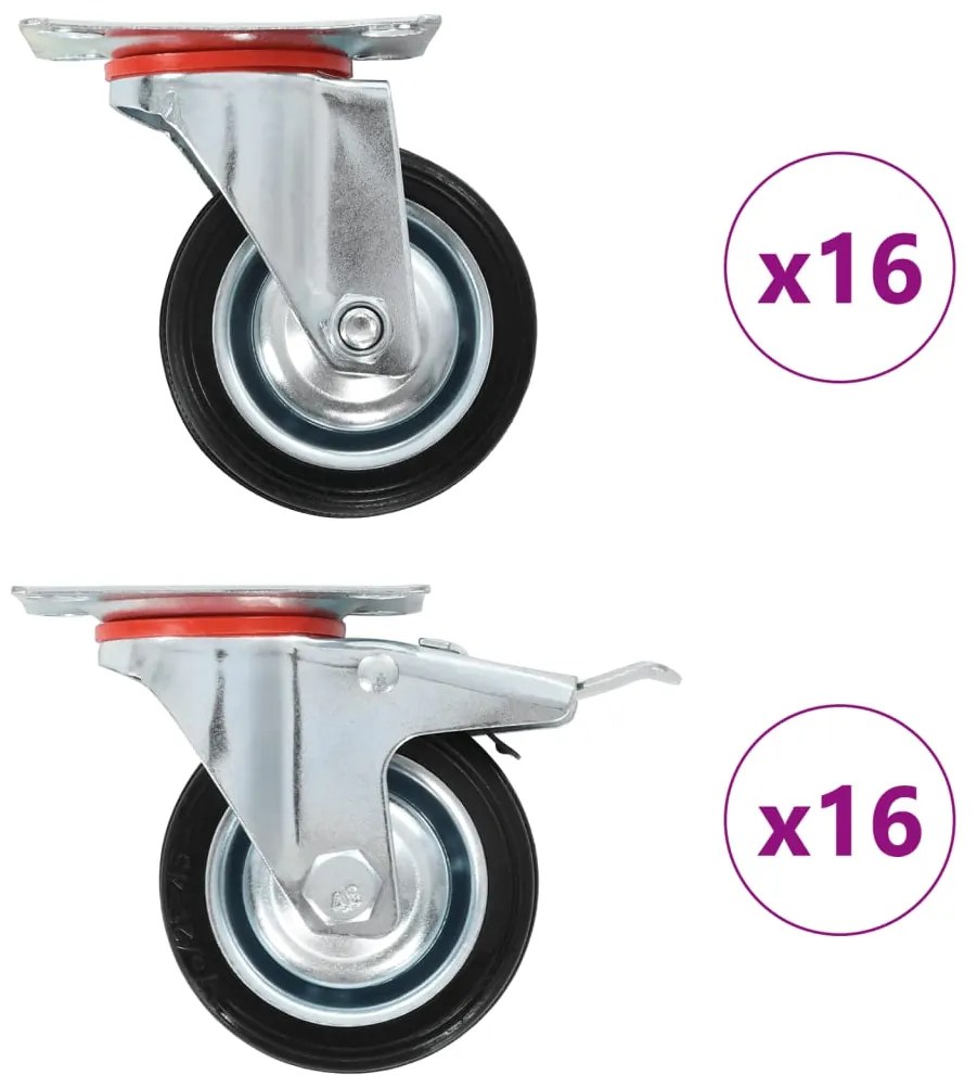 vidaXL Ρόδες Περιστρεφόμενες 32 τεμ. 75 χιλ.