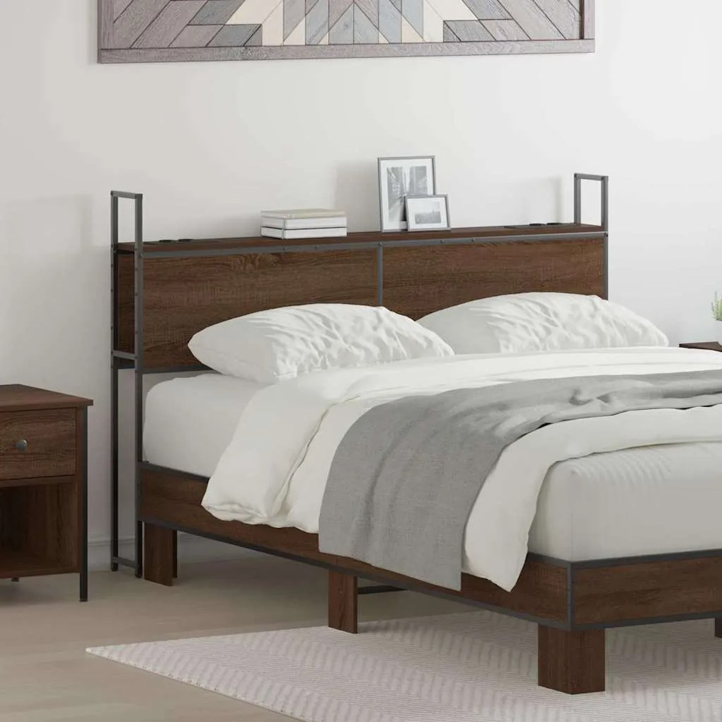 vidaXL Κεφαλάρι Αποθήκης Καφέ δρυς 135 cm Επεξεργασμένο ξύλο