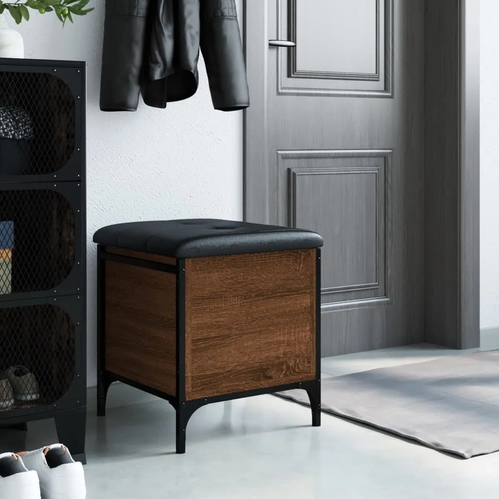 vidaXL Παγκάκι Αποθήκευσης Καφέ Δρυς 42x42x45 εκ. από Επεξ. Ξύλο