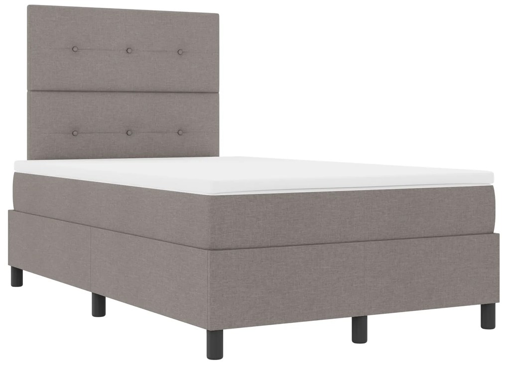 vidaXL Κρεβάτι με ελατήρια κι στρώμα & LED σε Taupe, 120x190 cm Υφασμάτινο